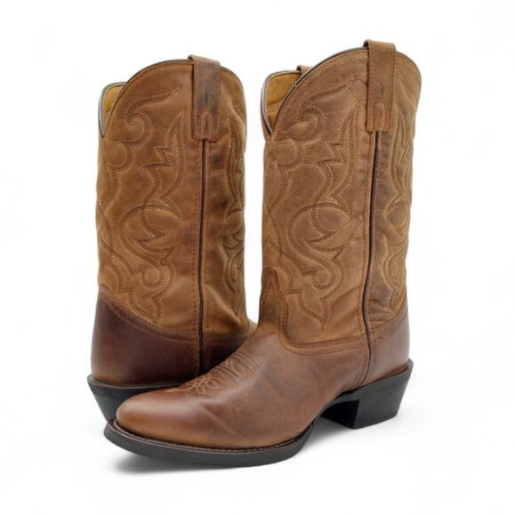 Laredo Maddie Women's Size 8.5 W Distressed Tan Embroidered R Toe Mid Calf Boots - Picture 8 of 16